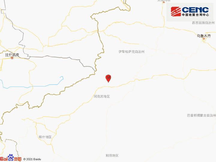 中国地震台网正式测定，03月24日05时14分在新疆阿克苏地区拜城县（北纬41.70度，东经81.11度）发生5.4级地震，震源深度10千米
