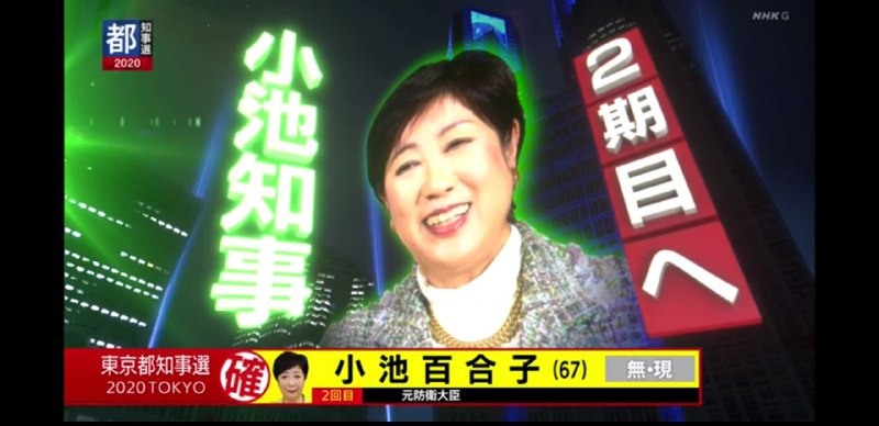 日本东京都知事选举结果出炉，现任知事小池百合子再次当选