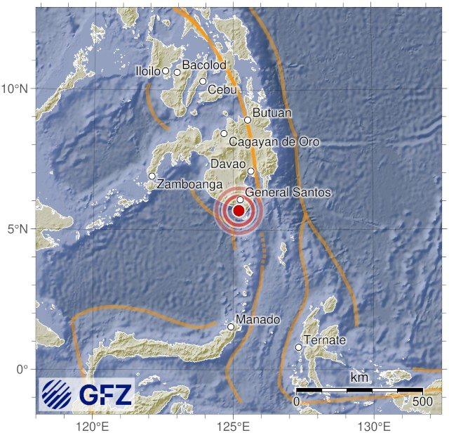 北京时间6月8日7:37许，在菲律宾棉兰老岛发生7.7级地震，震源深度48千米
