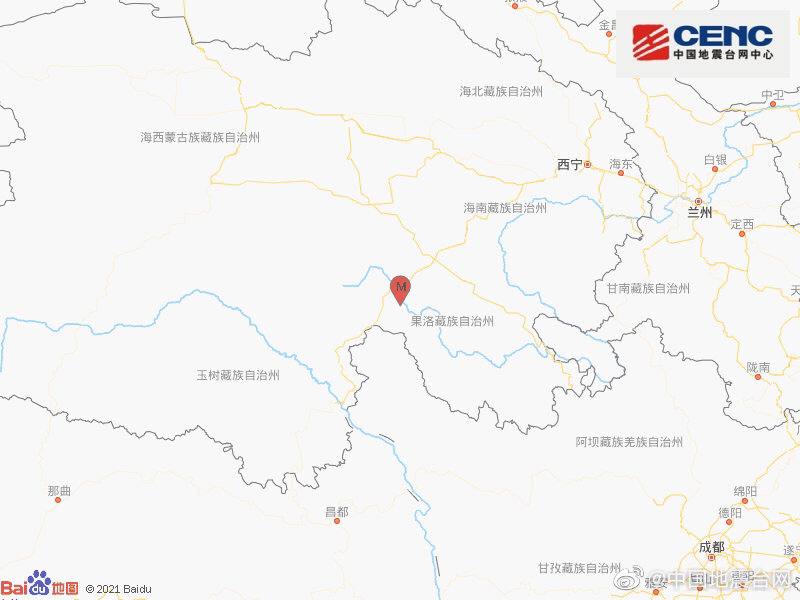 中国地震台网正式测定，05月22日02时04分在青海果洛州玛多县（北纬34.59度，东经98.34度）发生7.4级地震，震源深度17千米