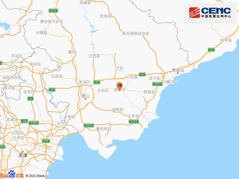 中国地震台网正式测定，04月16日16时06分在河北唐山市滦州市（北纬39.75度，东经118.71度）发生4.3级地震，震源深度9千米