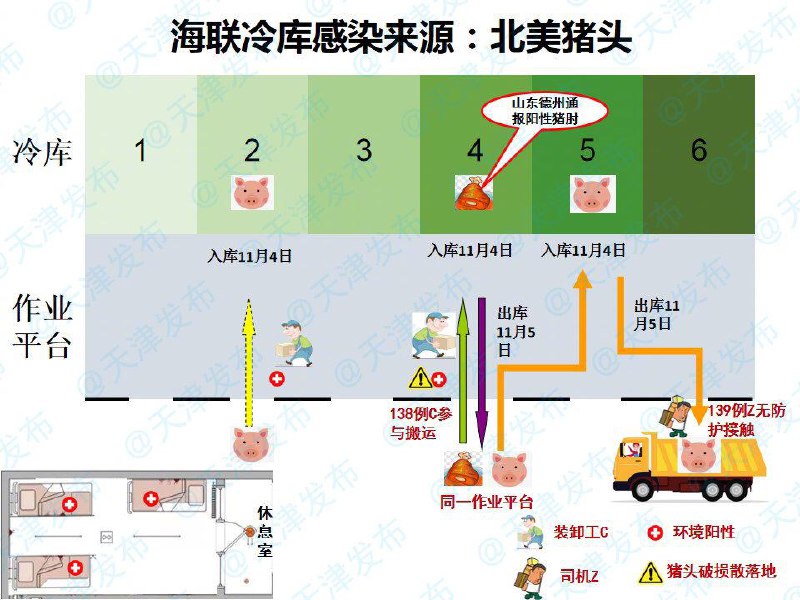天津市疾控中心副主任张颖表示，天津本土138号患者（海联冷库关联事件）和本土3号无症状感染者（瞰海轩关联事件）是两起独立的传播事件