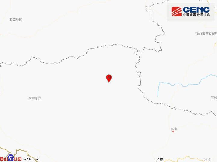 中国地震台网正式测定，03月30日01时27分在西藏那曲市双湖县（北纬34.38度，东经87.68度）发生5.8级地震，震源深度10千米