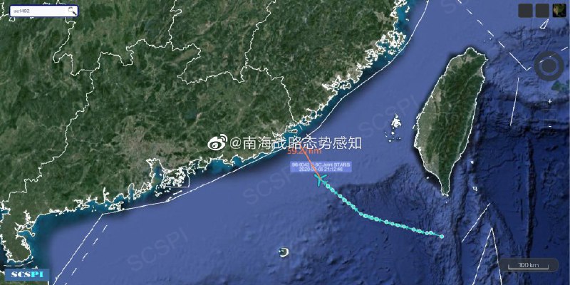 8月5日晚21点，美国空军1架E-8“联合星”在广东附近海域，进行抵近侦察