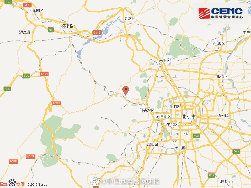 中国地震台网正式测定，05月26日00时54分在北京门头沟区（北纬40.04度，东经115.95度）发生3.6级地震，震源深度18千米