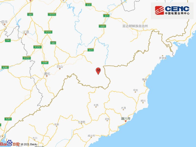 中国地震台网正式测定，03月05日16时53分在吉林白山市抚松县（北纬41.81度，东经127.87度）发生3.1级地震，震源深度25千米