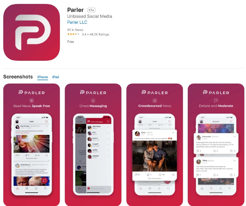 Google Play周五暂停了Parler应用的下载，直到应用添加“强大的”内容审核功能