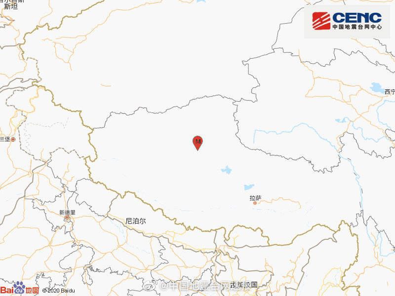中国地震台网正式测定：07月23日04时07分在西藏那曲市尼玛县（北纬33.19度，东经86.81度）发生6.6级地震，震源深度10千米
